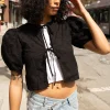 CROPPED BLOUSE WITH BOW PATTERN