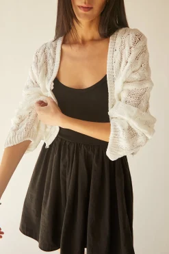 CROPPED CABLE KNIT CARDIGAN