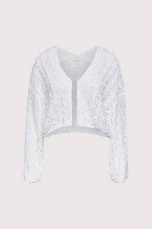 CROPPED CABLE KNIT CARDIGAN