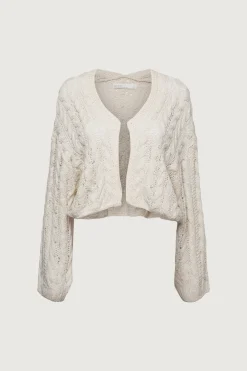 CROPPED CABLE KNIT CARDIGAN