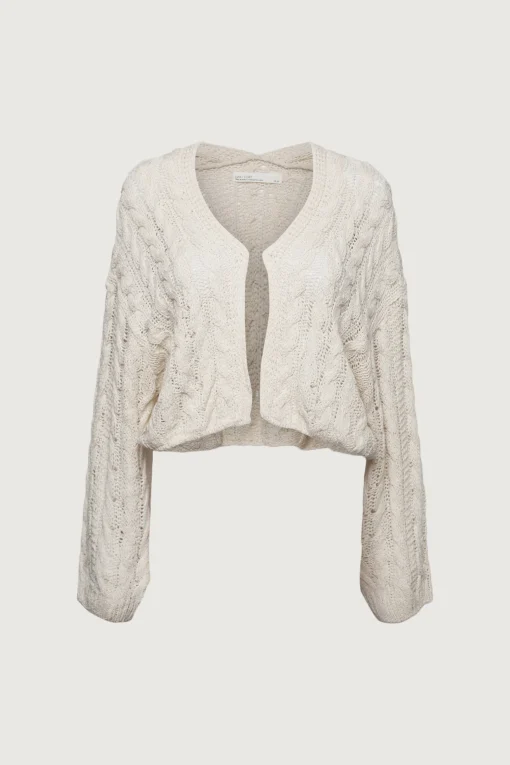 CROPPED CABLE KNIT CARDIGAN