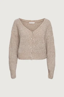 CROPPED CHENILLE KNIT CARDIGAN