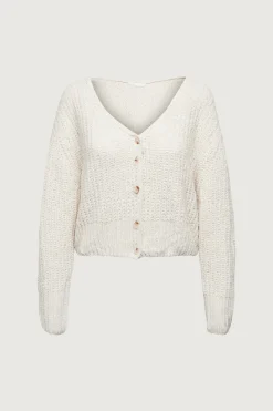CROPPED CHENILLE KNIT CARDIGAN