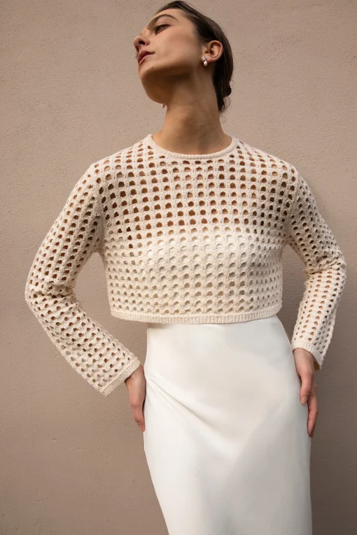 CROPPED CROCHET SWEATER