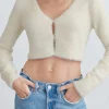 CROPPED FUZZY CARDIGAN