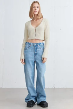 CROPPED FUZZY CARDIGAN