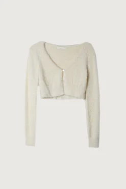 CROPPED FUZZY CARDIGAN