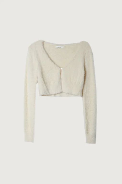 CROPPED FUZZY CARDIGAN