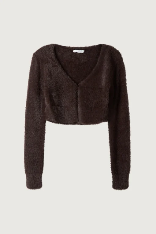 CROPPED FUZZY CARDIGAN