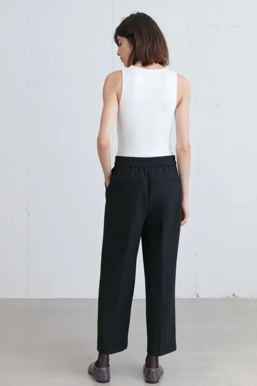 CROPPED HALF ELASTIC WAIST PANT