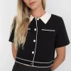 CROPPED KNIT CONTRAST TRIM TOP