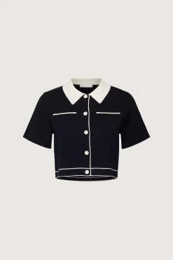 CROPPED KNIT CONTRAST TRIM TOP