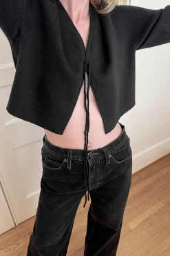 CROPPED LACE-UP CARDIGAN