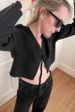 CROPPED LACE-UP CARDIGAN