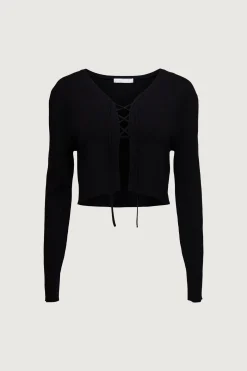 CROPPED LACE-UP CARDIGAN