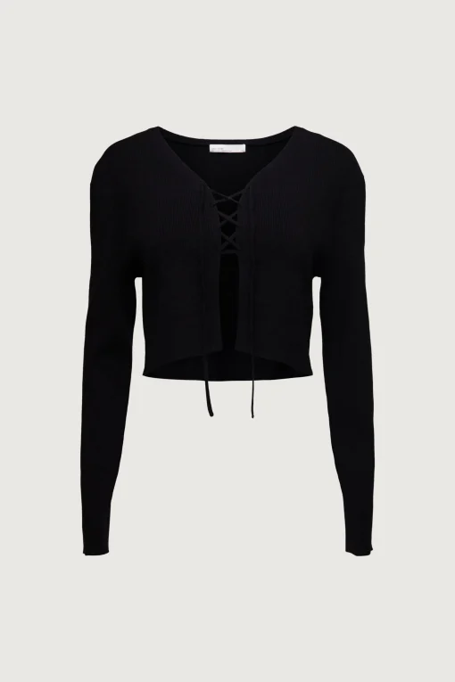 CROPPED LACE-UP CARDIGAN