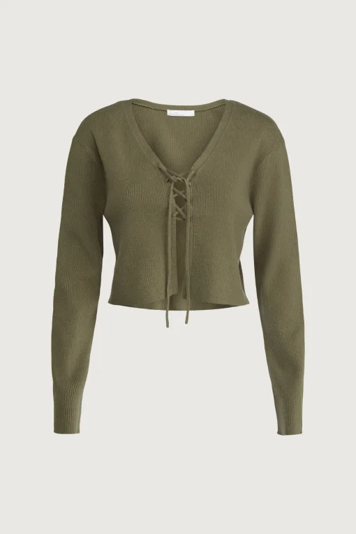 CROPPED LACE-UP CARDIGAN