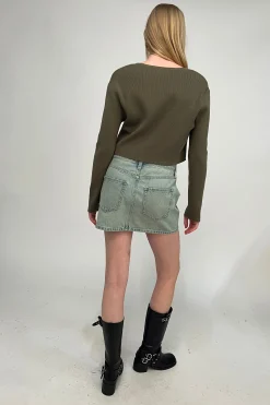 CROPPED LACE-UP CARDIGAN