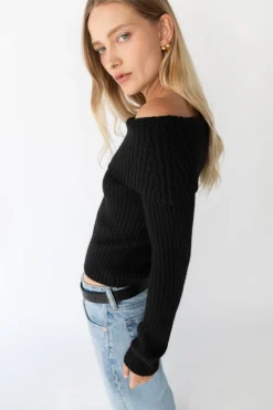 CROPPED OFF THE SHOULDER SWEATER