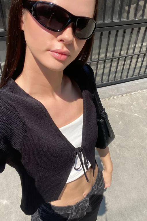 CROPPED OPEN FRONT CARDIGAN