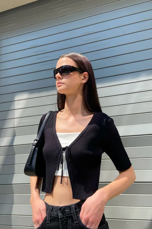CROPPED OPEN FRONT CARDIGAN