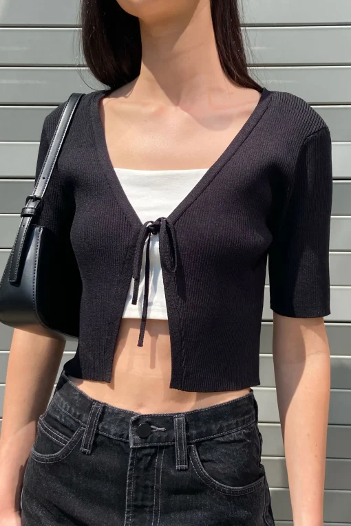 CROPPED OPEN FRONT CARDIGAN