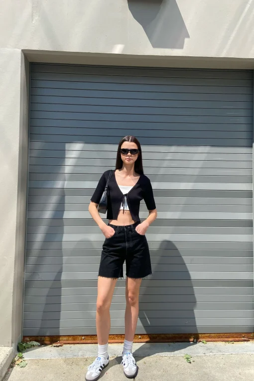 CROPPED OPEN FRONT CARDIGAN
