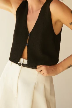 CROPPED OPEN FRONT KNIT TANK