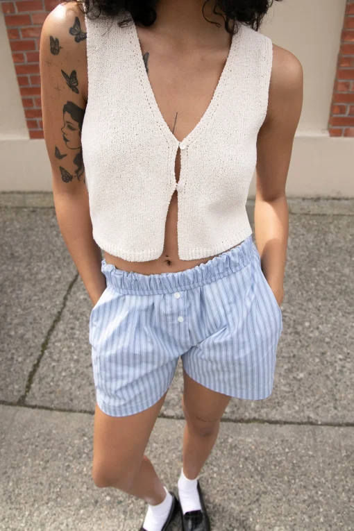 CROPPED OPEN FRONT KNIT TANK