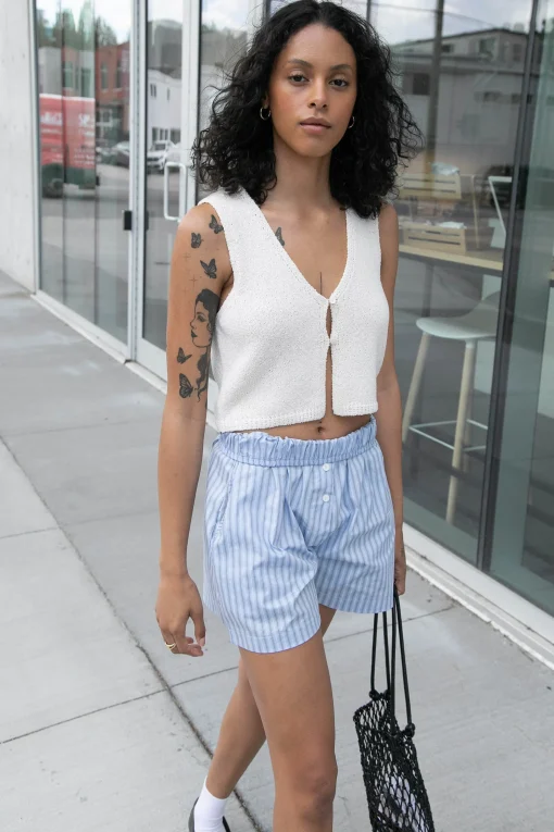 CROPPED OPEN FRONT KNIT TANK