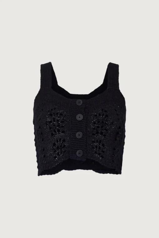CROPPED OPEN KNIT TANK TOP
