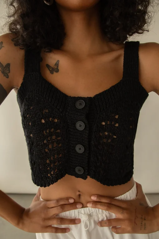 CROPPED OPEN KNIT TANK TOP