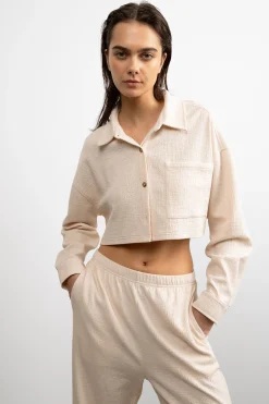 CROPPED OVERSIZED KNIT SHIRT