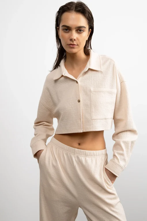 CROPPED OVERSIZED KNIT SHIRT
