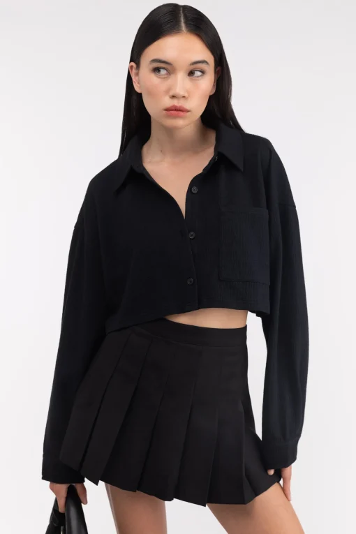 CROPPED OVERSIZED KNIT SHIRT