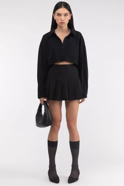 CROPPED OVERSIZED KNIT SHIRT