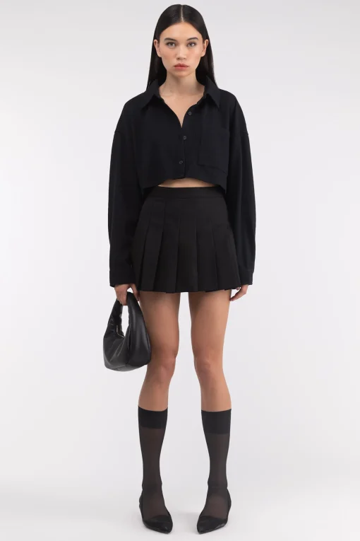CROPPED OVERSIZED KNIT SHIRT