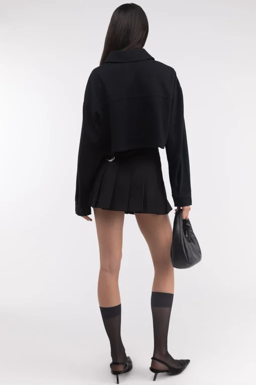 CROPPED OVERSIZED KNIT SHIRT