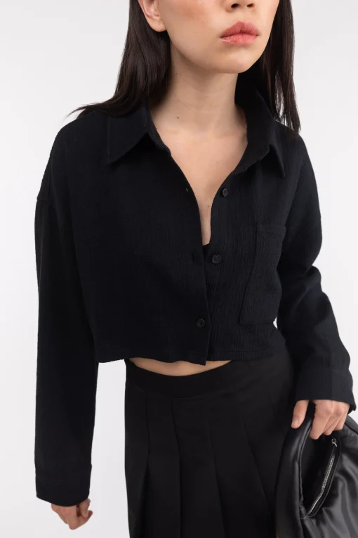 CROPPED OVERSIZED KNIT SHIRT