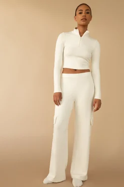 CROPPED QUARTER ZIP LONG SLEEVE TOP