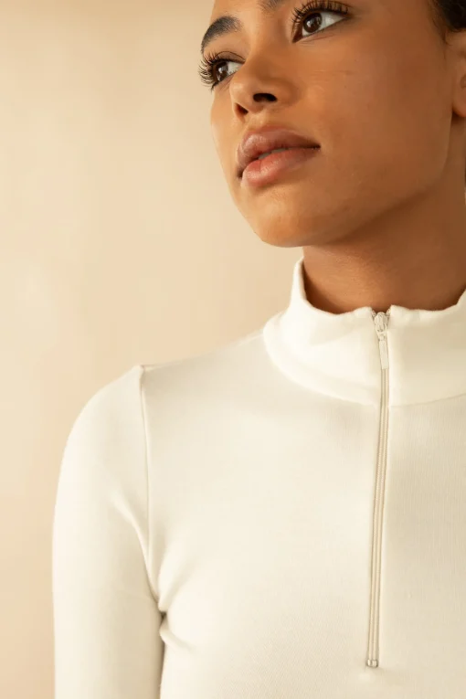 CROPPED QUARTER ZIP LONG SLEEVE TOP
