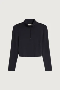 CROPPED QUARTER ZIP LONG SLEEVE TOP
