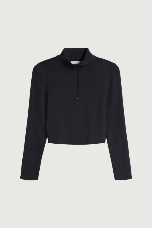 CROPPED QUARTER ZIP LONG SLEEVE TOP