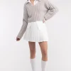 CROPPED RIB-KNIT V-NECK SWEATER
