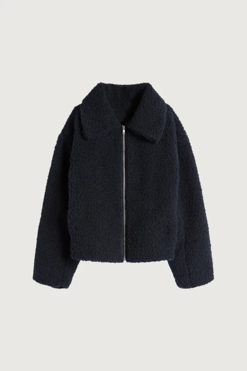 CROPPED SHEARLING BOMBER JACKET