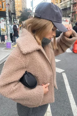 CROPPED SHEARLING BOMBER JACKET