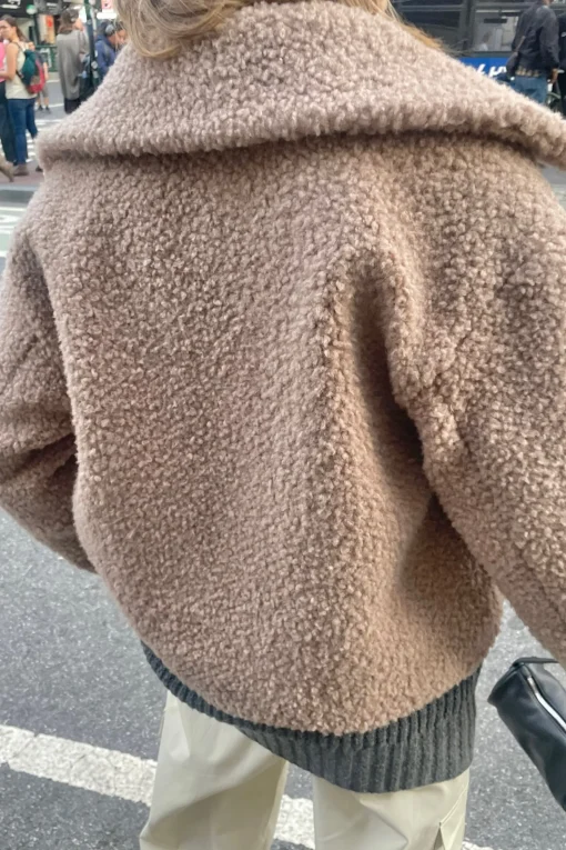 CROPPED SHEARLING BOMBER JACKET
