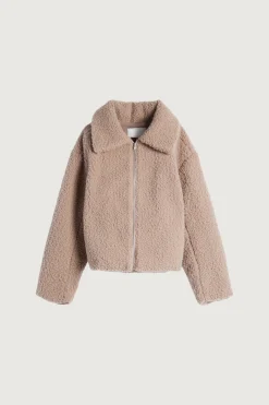 CROPPED SHEARLING BOMBER JACKET