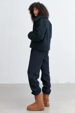 CROPPED SHEARLING BOMBER JACKET