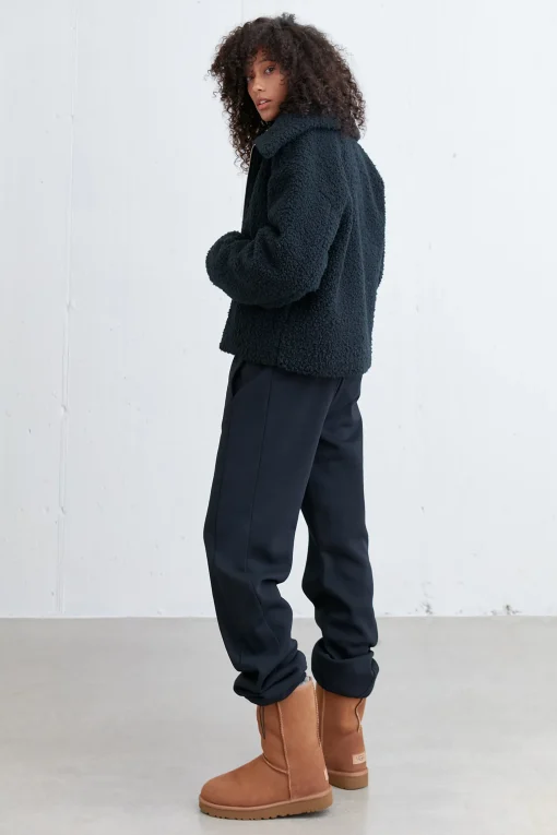 CROPPED SHEARLING BOMBER JACKET